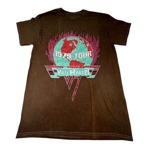 Van Halen 1979 World‎ Tour Graphic T-Shirt Short Sleeve Brown Mens M